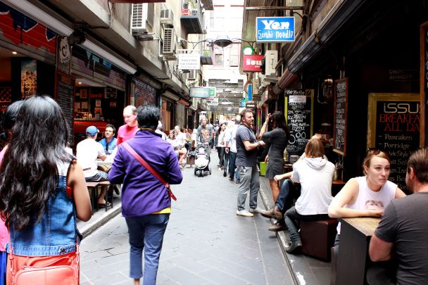 Cafe strip near Flinders street station